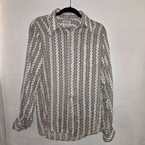 PRESENT PERFECT Arrow Brown and White Casual Button Down Shirt